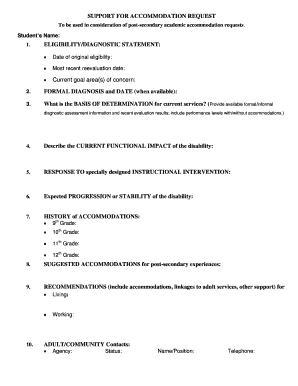 Support for Accommodation Request