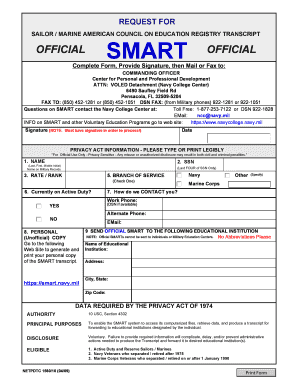 Sailor Marine American Council on Education Registry Transcript