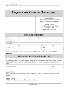 Request for Official Transcript