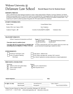 Records Request Form for Students/Alumni
