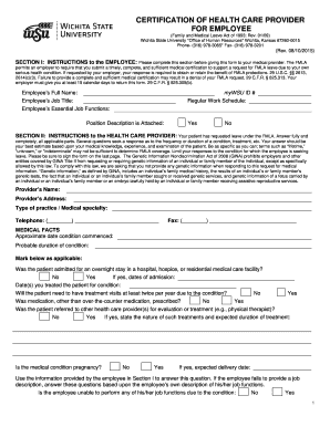 FMLA Certification of Health Care Provider