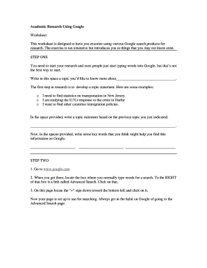 Academic Research Using Google Worksheet