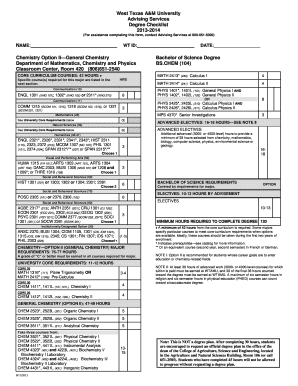 West Texas A&M University Degree Checklist