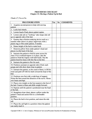 Patient Moving Procedure Checklist