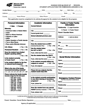Kansas Kids @ GEAR UP Student Application