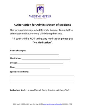 Authorization for Administration of Medicine