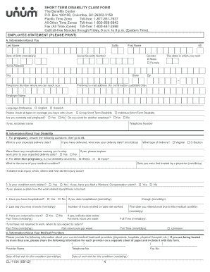 Short Term Disability Claim Form