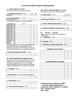 University Studies Program Planning Sheet