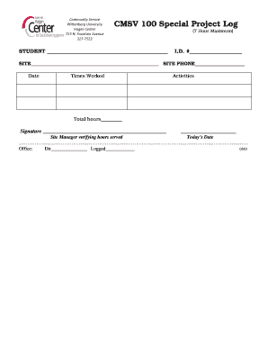 Special Project Log Form