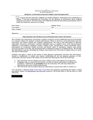 Request to Withhold Student Directory Information