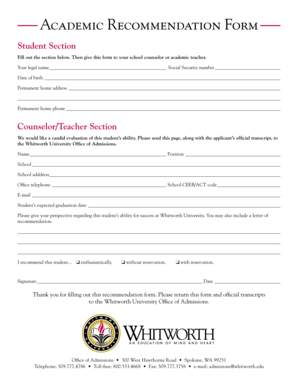 Academic Recommendation Form