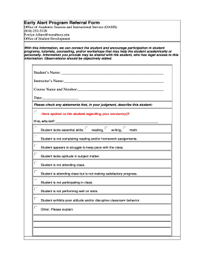 Early Alert Program Referral Form