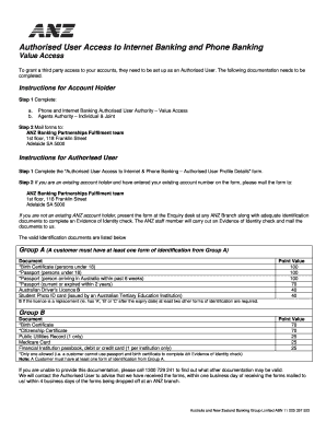 ANZ Authorised User Access Form