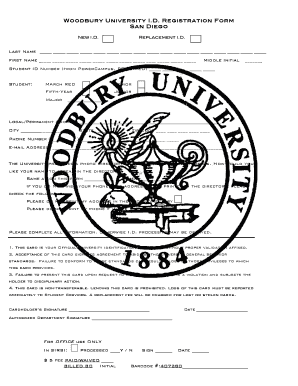 Woodbury University I.D. Registration Form