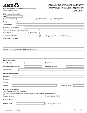 Account Opening and Authority Form