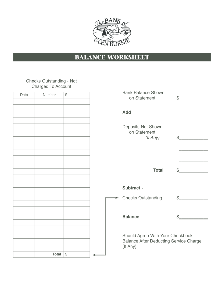 BALANCE WORKSHEET - thebankofglenburniecom Preview on Page 1