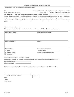 Application for Import Invoice Financing