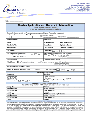 TACU Credit Union Member Application
