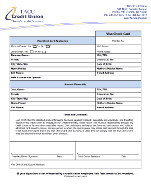 Visa Check Card Application