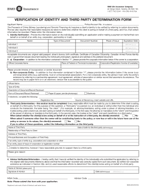 Verification of Identity and Third Party Determination Form