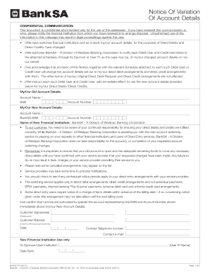 Notice of Variation of Account Details