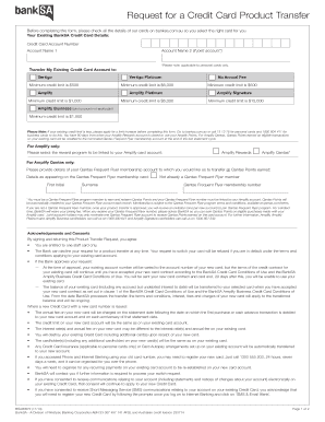 BankSA Credit Card Product Transfer Request