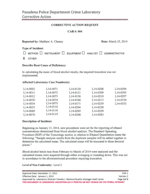 Par q form - Corrective Pasadena Action Police Department LI - ci pasadena tx