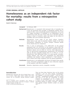 Homelessness as an independent risk factor for mortality results bb - ije oxfordjournals