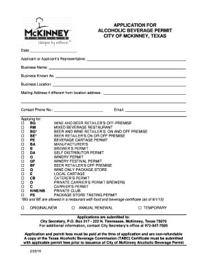 Editable gradebook template pdf - APPLICATION FOR ALCOHOLIC BEVERAGE - McKinney Texas - mckinneytexas