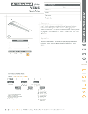 Veneto Series Lighting Order Form