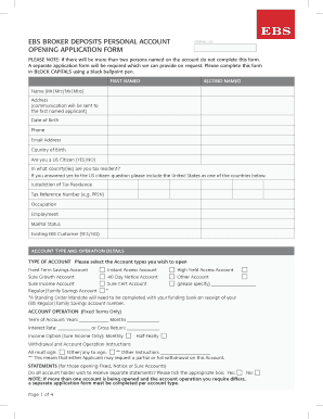 EBS Broker Deposits Personal Account Application Form