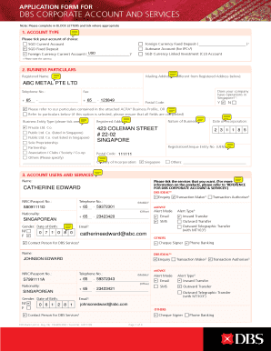 DBS Corporate Account Application Form
