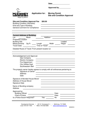 Mia's table nutrition information pdf - Moving Permit-Site Condition Approval Application - mckinneytexas