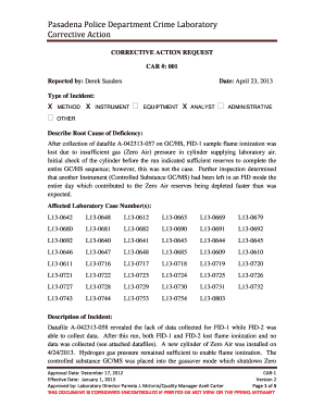 Letter of apology sample - Pasadena Police Department Crime Laboratory Corrective Action