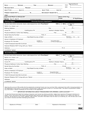 Bank Account Opening Deposit Form