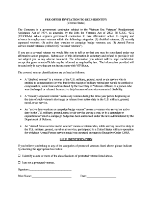 Veteran Status Self-Identification Form