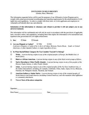 Invitation to Self-Identify