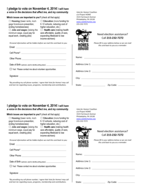Vote for Homes Pledge Form