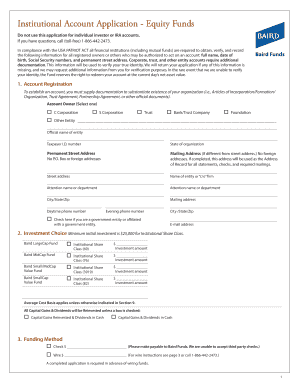 Institutional Account Application - Equity Funds