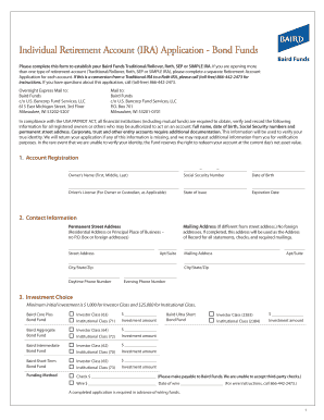 Baird Funds IRA Application
