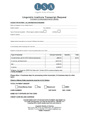 Linguistic Institute Transcript Request Form