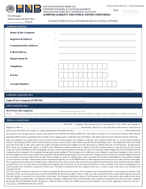 Corporate Internet Banking Application Form