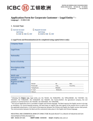 ICBC Corporate Customer Application Form