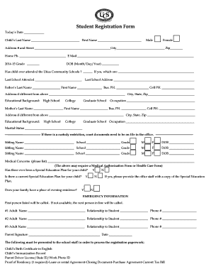 Utica Community Schools Kindergarten Registration Form