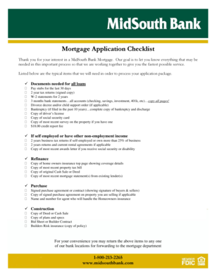 Mortgage Application Checklist and Forms