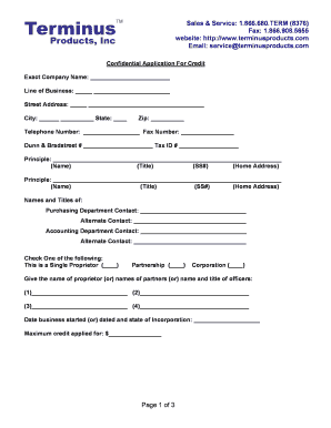 Confidential Application For Credit