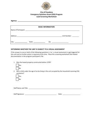 Hseep templates - City of Pasadena Emergency Solutions Grant ESG Program - ci pasadena tx