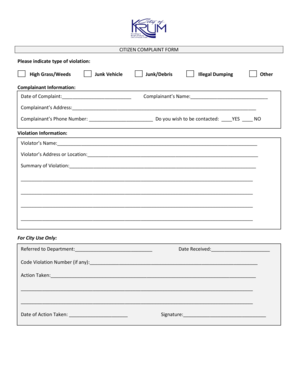 Sworn statement sample - CITIZEN COMPLAINT FORM - Krum Texas - ci krum tx