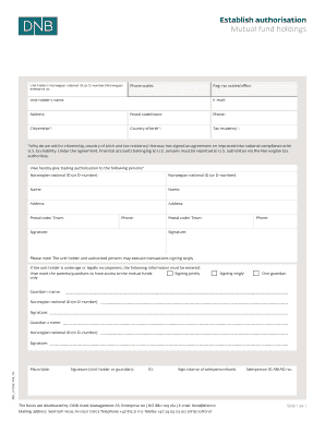 Norwegian Mutual Fund Trading Authorization Form
