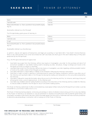 Saxo Bank Power of Attorney